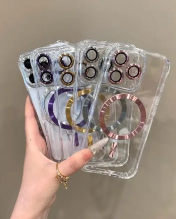 Metal lens film magnetic transparent case for iPhone