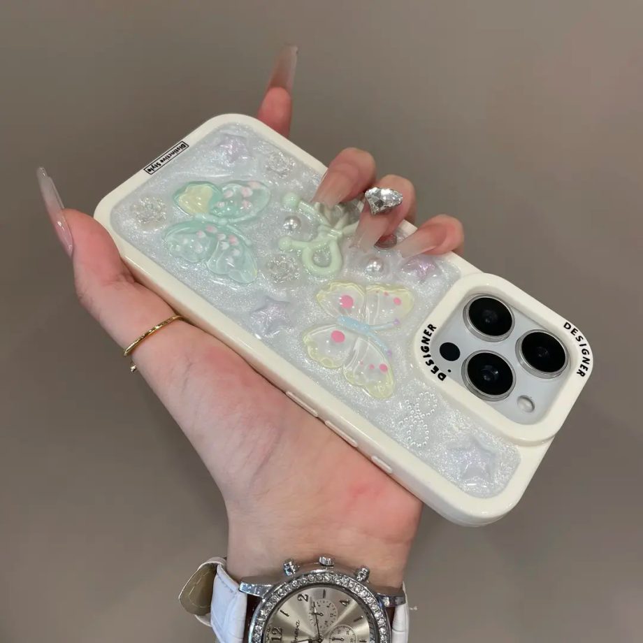 Luxury Resin-cast Butterfly Pearl Phone Case
