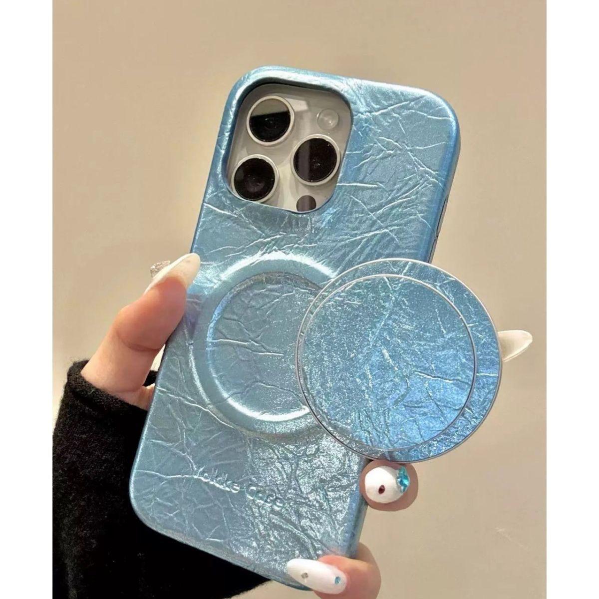 Premium Pearlescent Leather Magnetic Case for iPhone - Image 3
