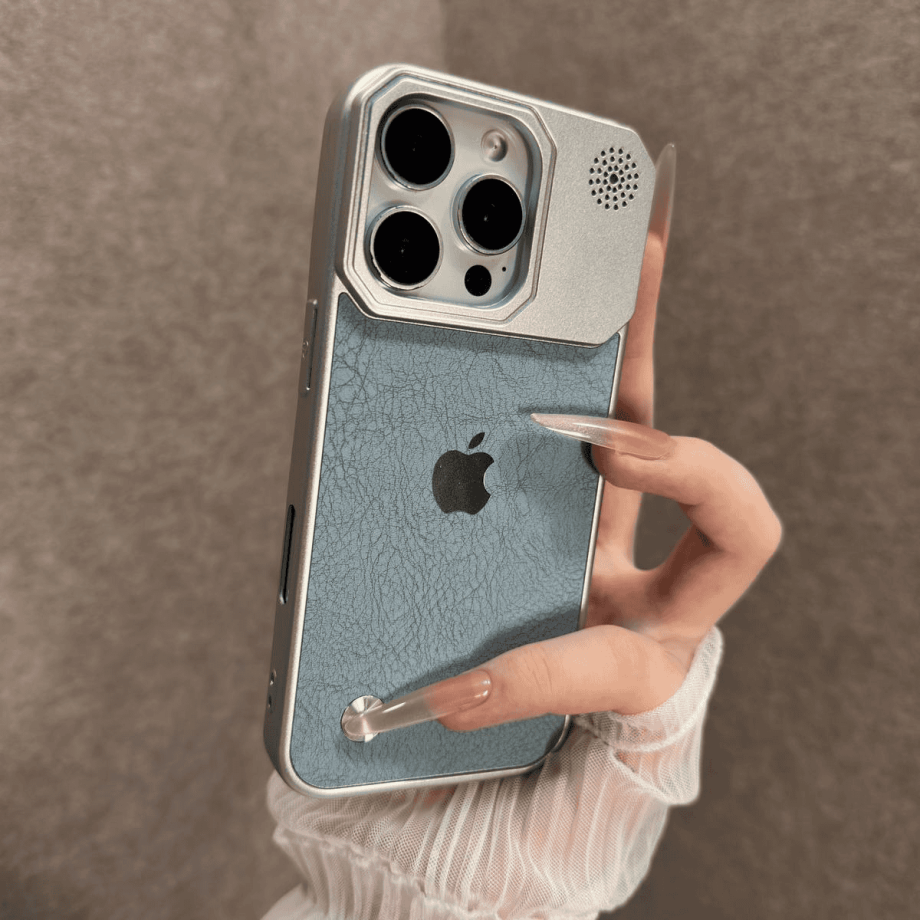 Large-window textured leather case for iPhone