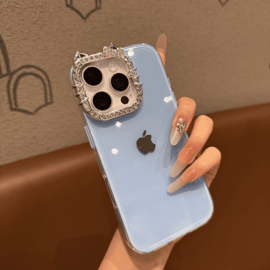 Cat lens frame jelly case for iPhone