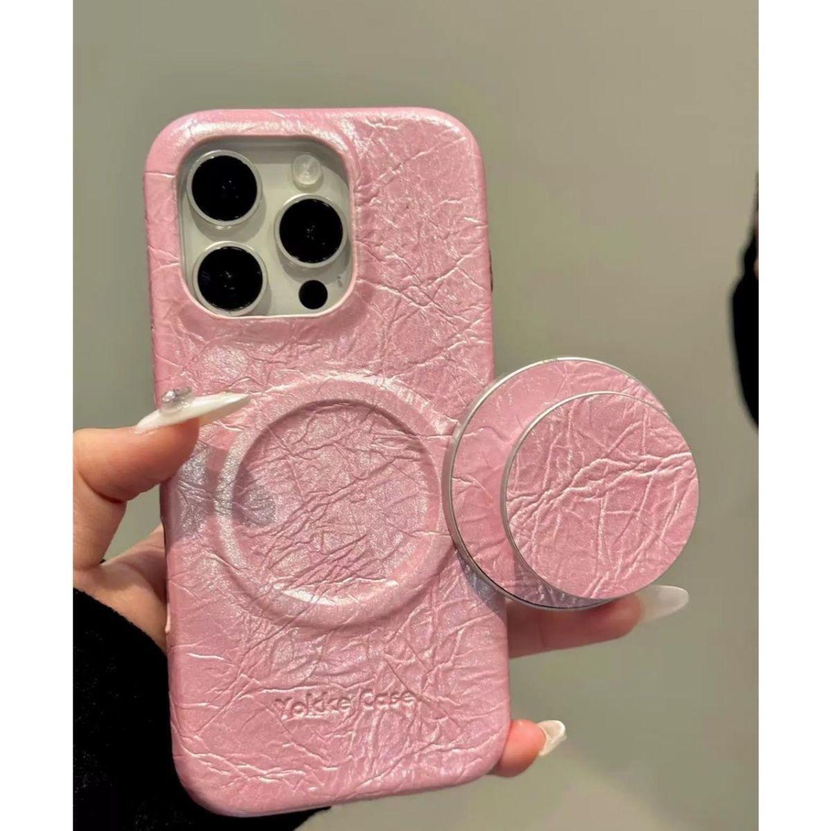 Premium Pearlescent Leather Magnetic Case for iPhone - Image 4