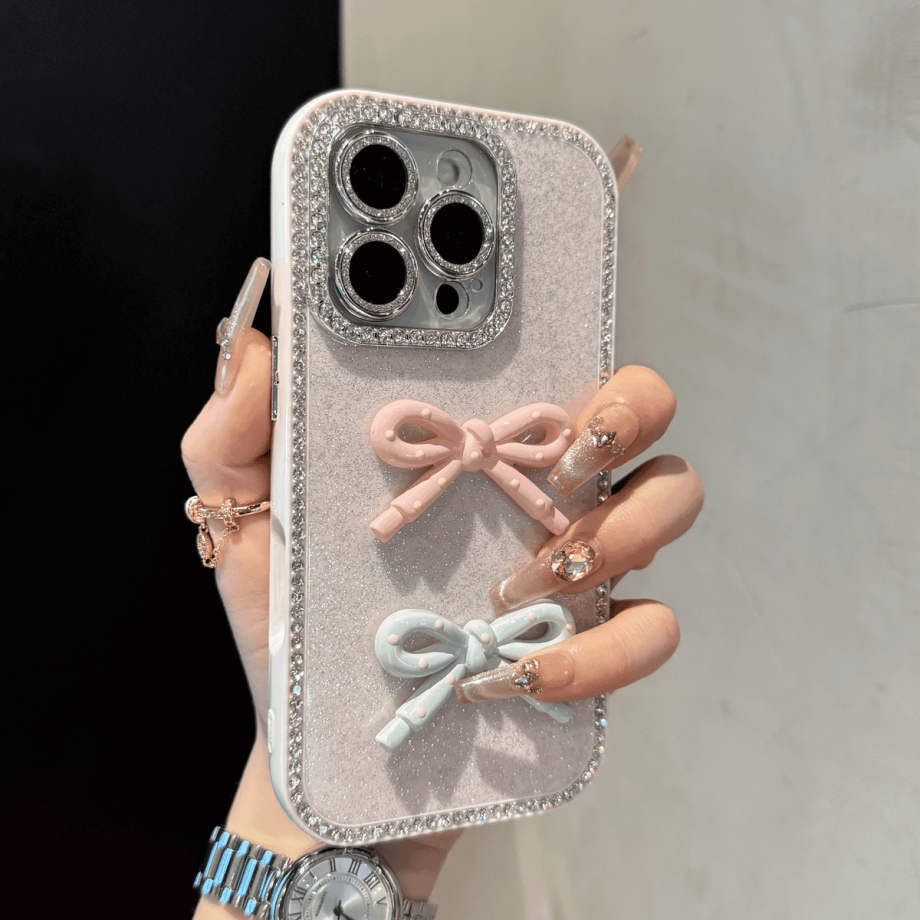 Full-coverage Glitter Bow Phone Case