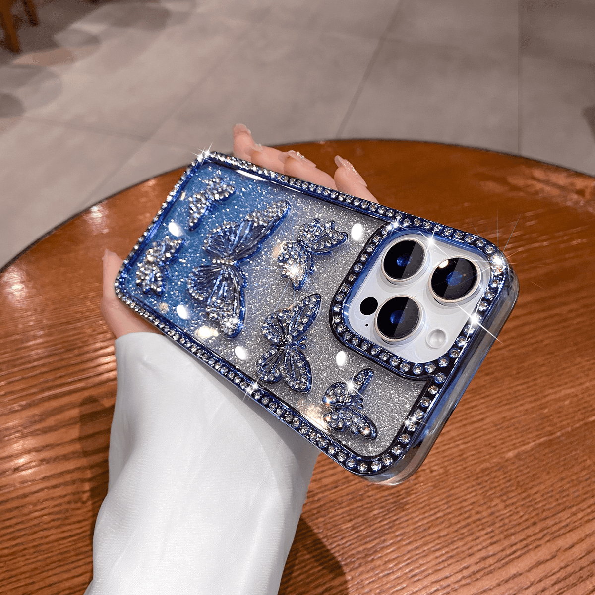 Sparkling Diamond Butterfly Gradient Case for iPhone - Image 6
