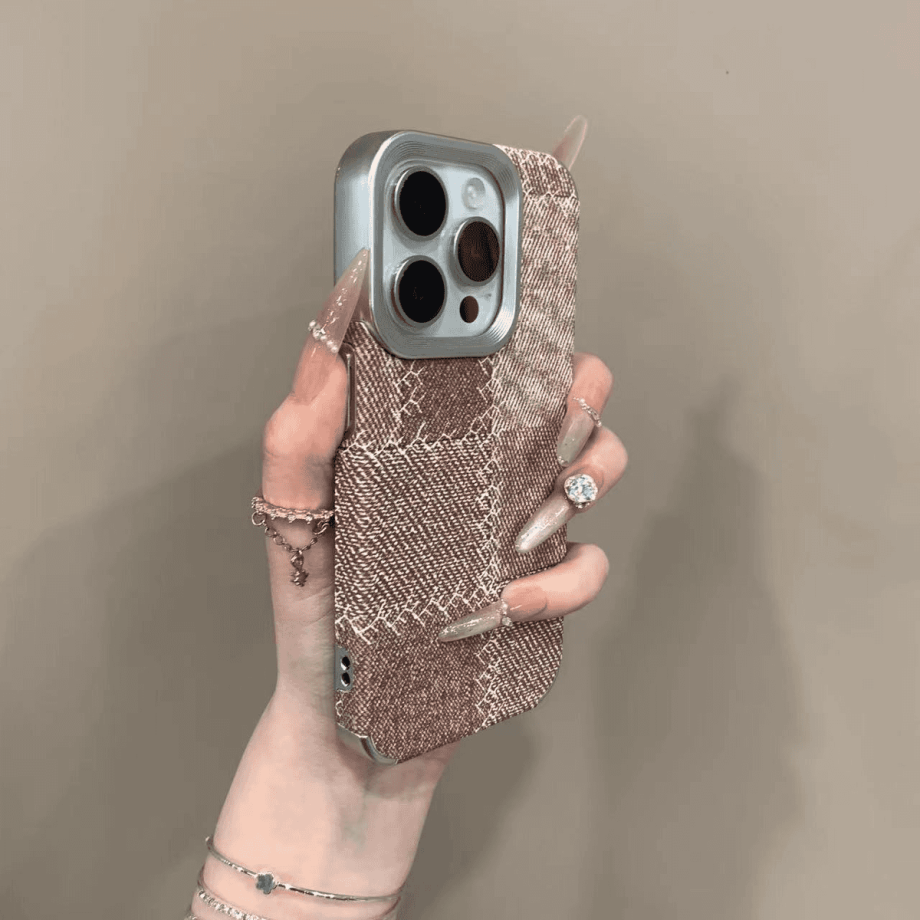 Electroplated Spliced Denim Pattern Case for iPhone