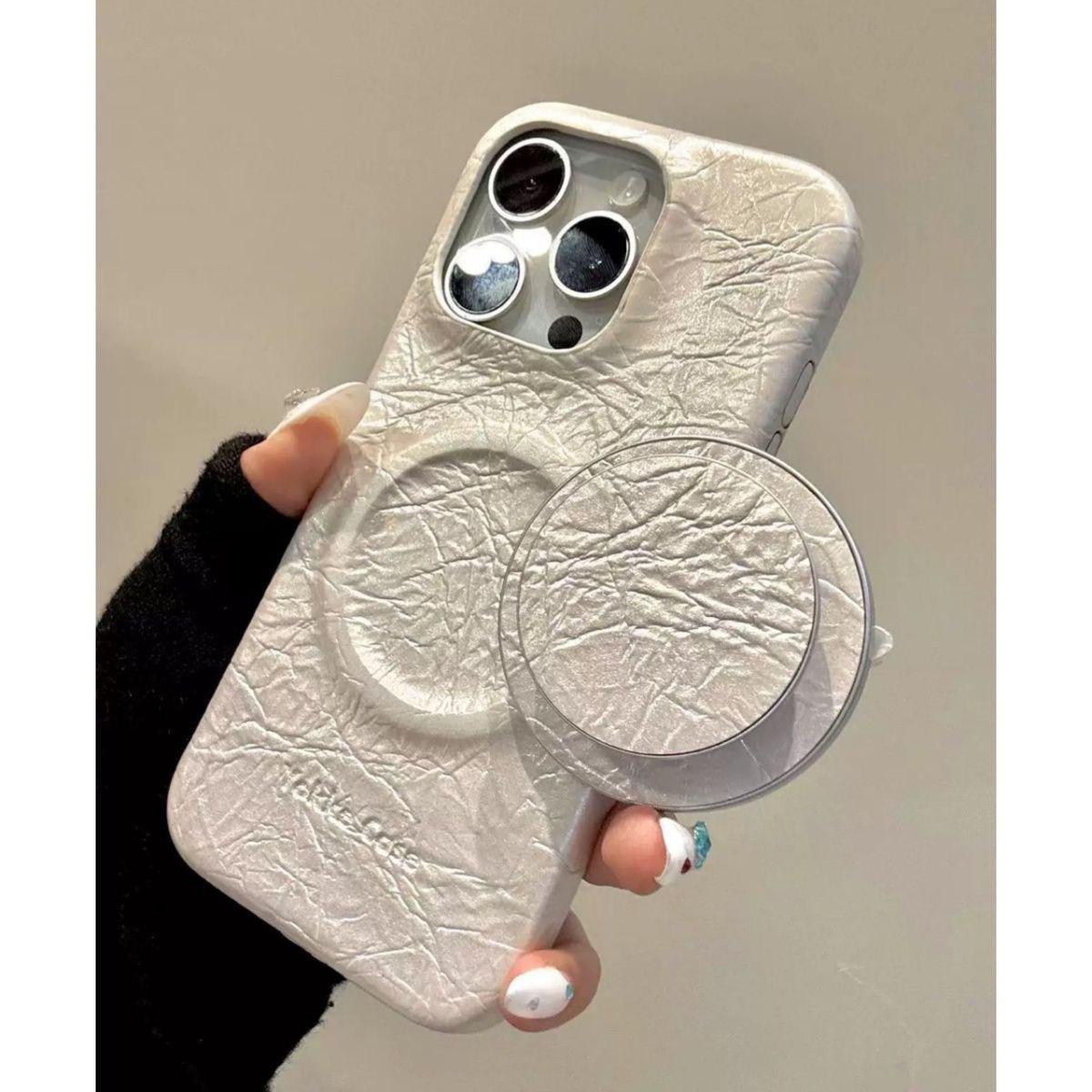 Premium Pearlescent Leather Magnetic Case for iPhone - Image 5