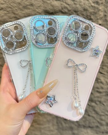 Rhinestone Fringe Glitter Camera Lens Case for iPhone