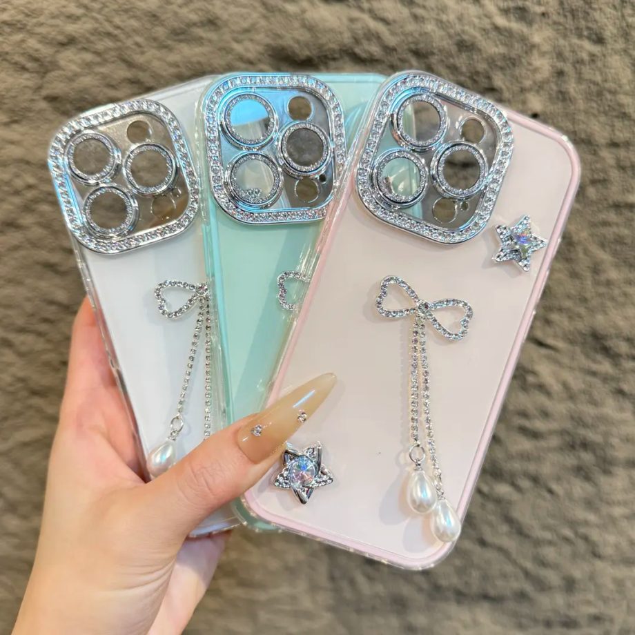 Rhinestone Fringe Glitter Camera Lens Case for iPhone