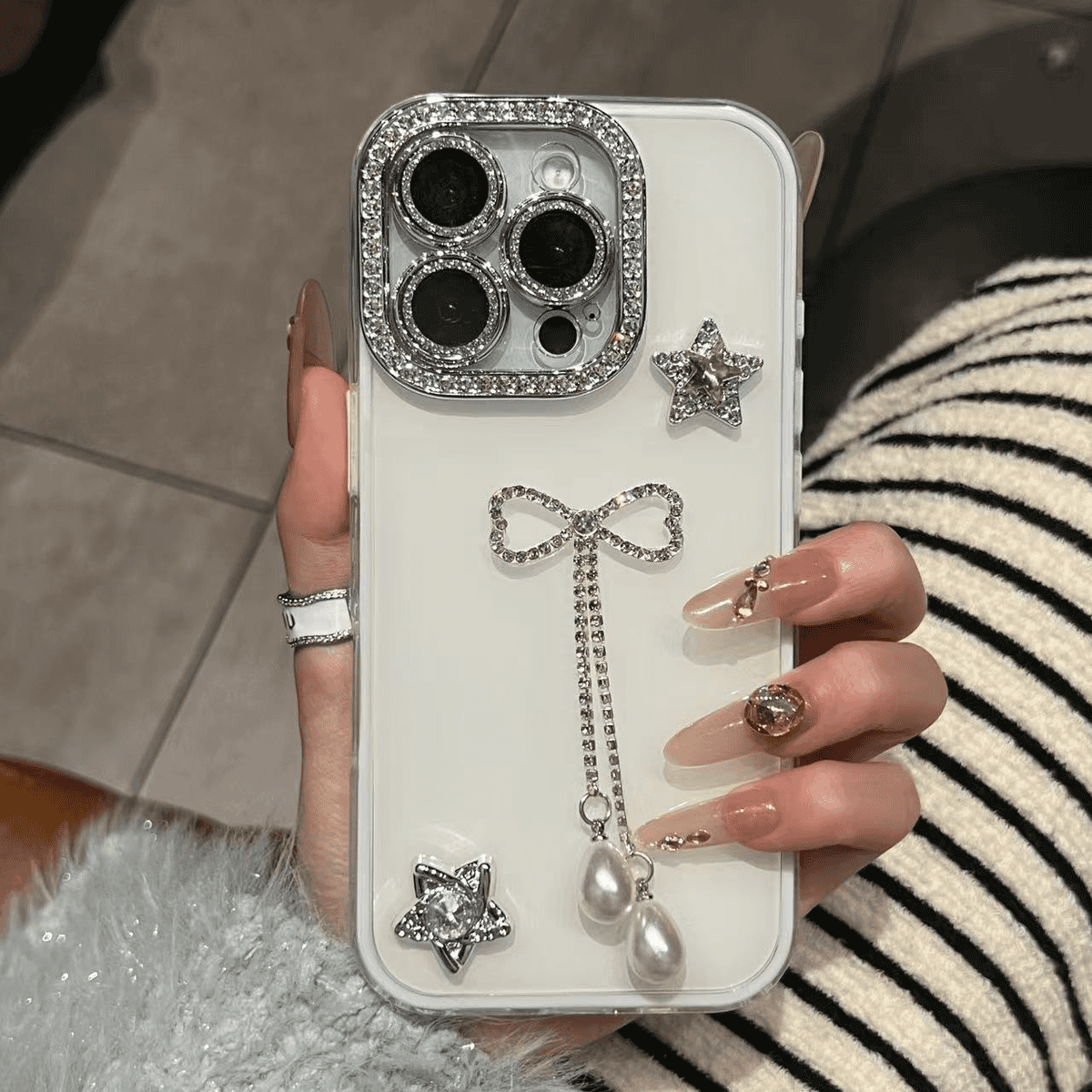 Rhinestone Fringe Glitter Camera Lens Case for iPhone - Image 5