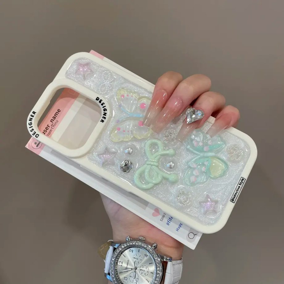 Luxury Resin-cast Butterfly Pearl Phone Case