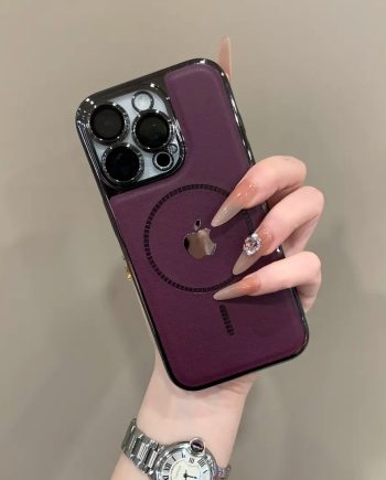 Ultra-thin electroplated leather texture magnetic case for iPhone