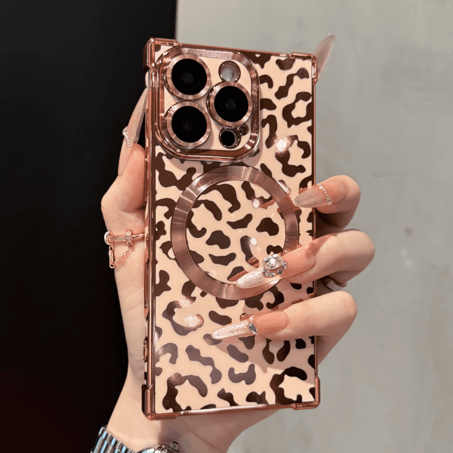 Leopard print Right angle Magnetic case for iPhone