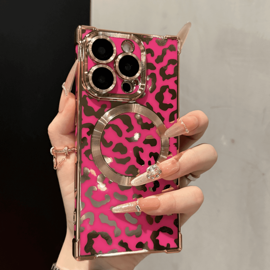 Leopard print Right angle Magnetic case for iPhone