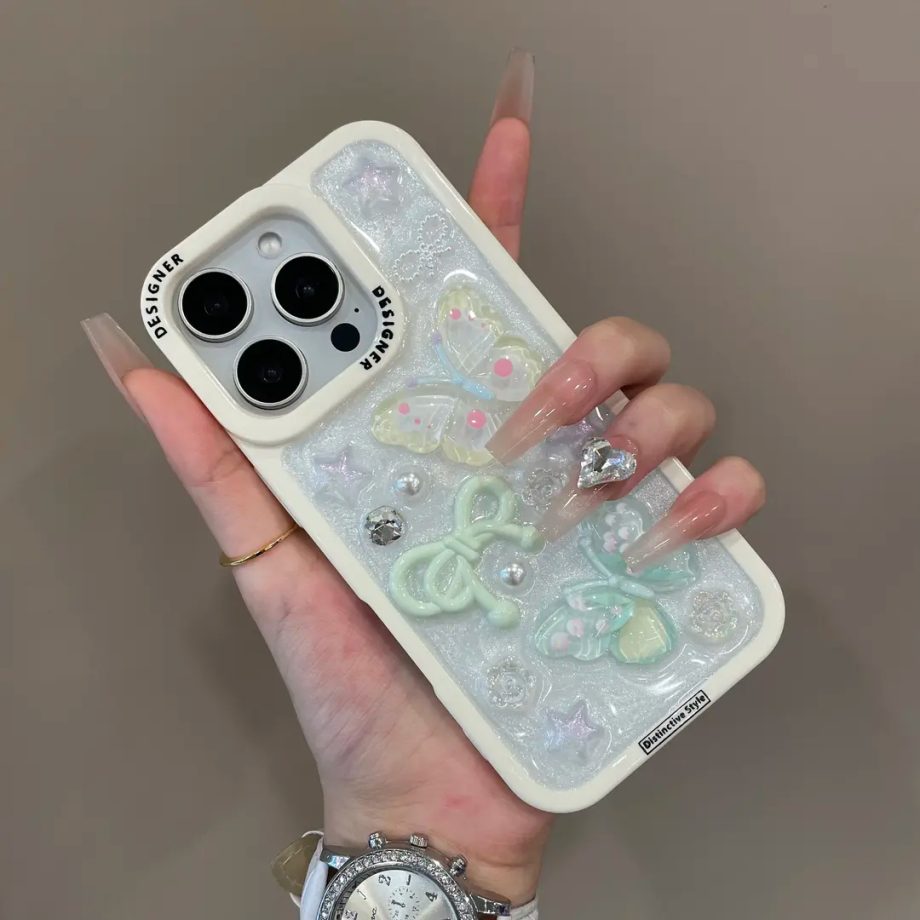 Luxury Resin-cast Butterfly Pearl Phone Case