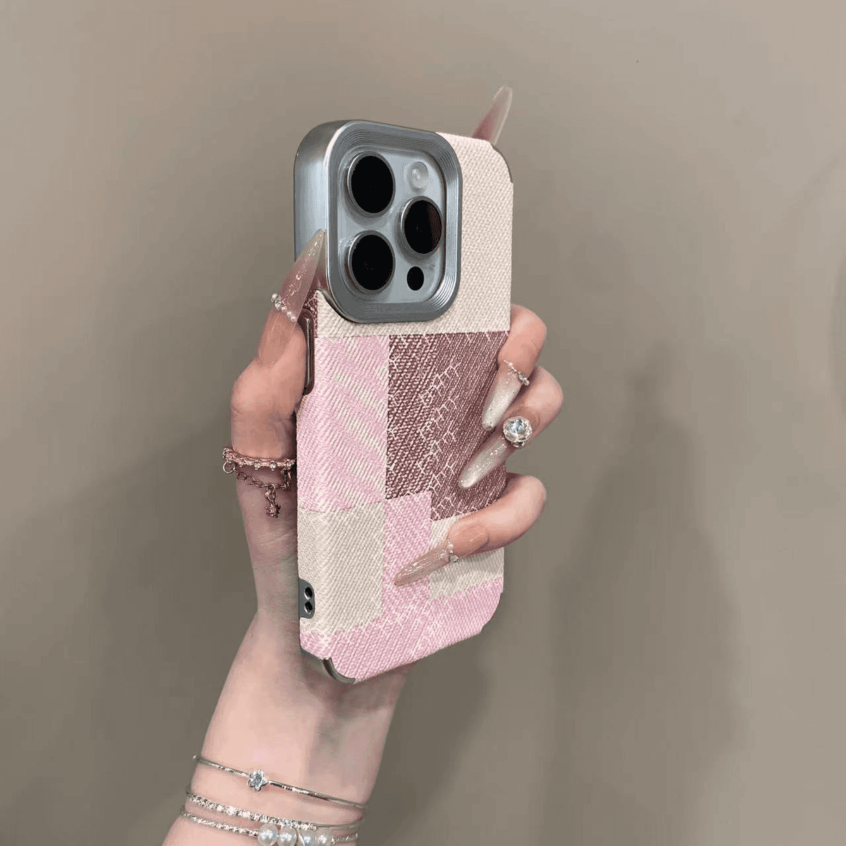 Electroplated Spliced Denim Pattern Case for iPhone - Image 2