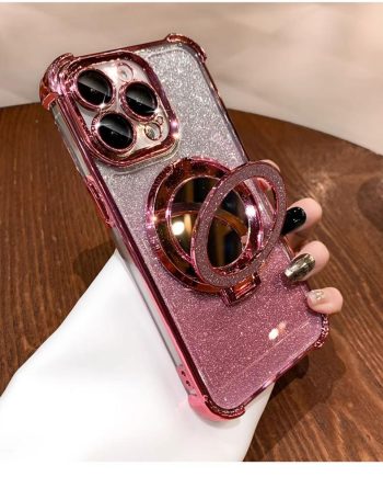 Gradient Glitter Mirror Stand Case for iPhone