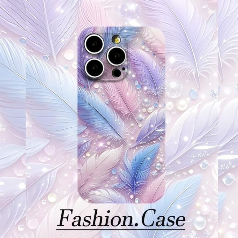 Crystal Blue and Pink Feather Case for iPhone