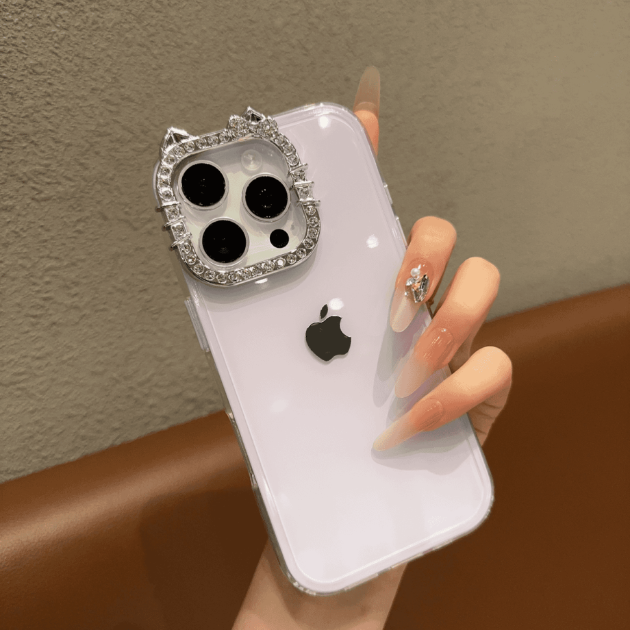 Cat lens frame jelly case for iPhone