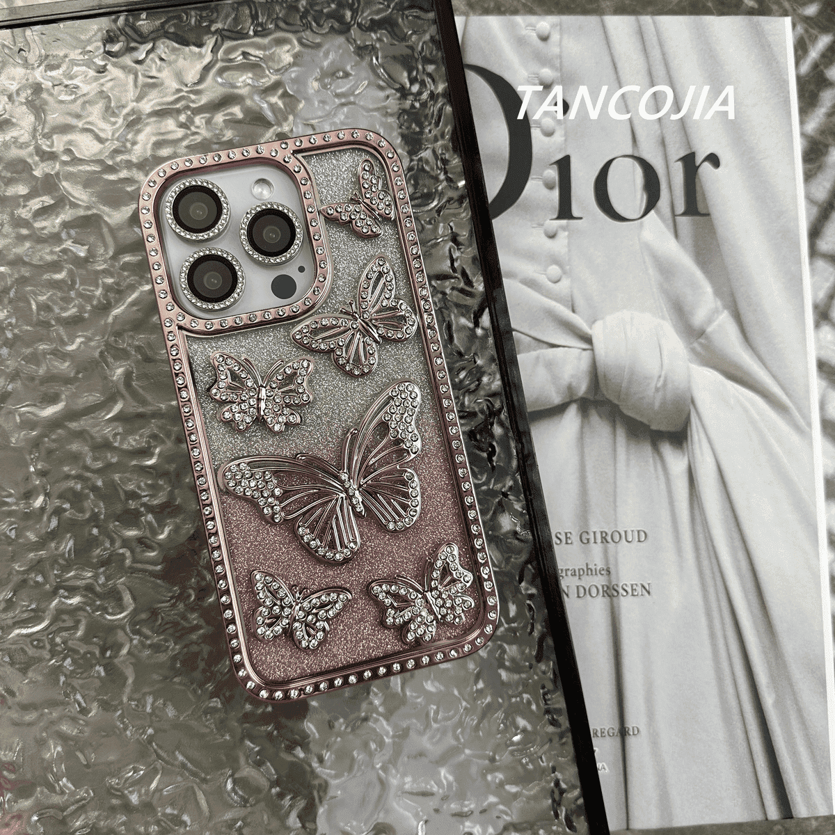 Sparkling Diamond Butterfly Gradient Case for iPhone - Image 2