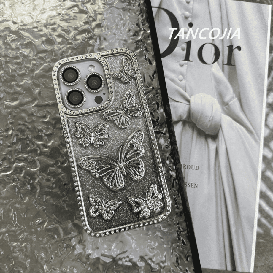 Sparkling Diamond Butterfly Gradient Case for iPhone