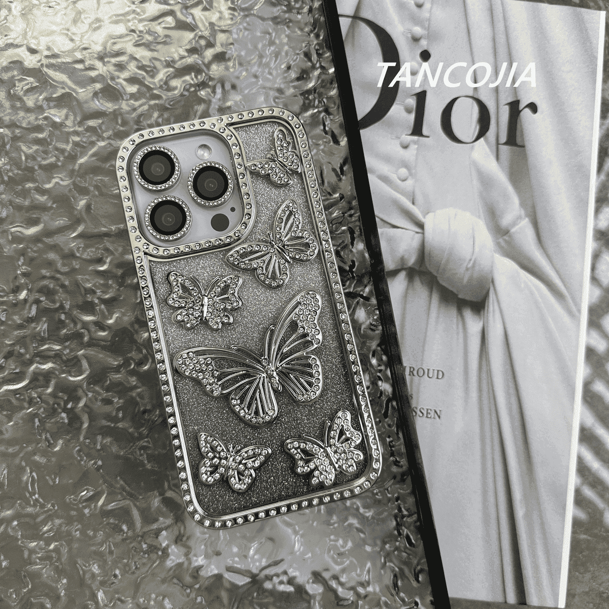 Sparkling Diamond Butterfly Gradient Case for iPhone - Image 3