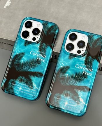 Aqua Blue Coconut Tree Glossy Case for iPhone
