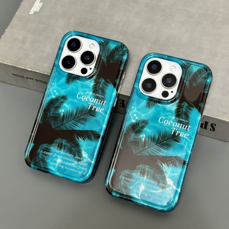 Aqua Blue Coconut Tree Glossy Case for iPhone