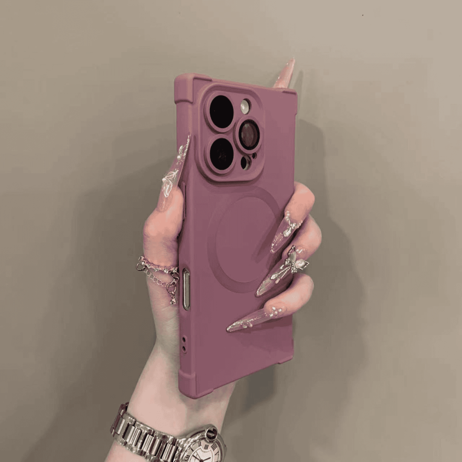 Square four-corner shockproof silicone magnetic phone case