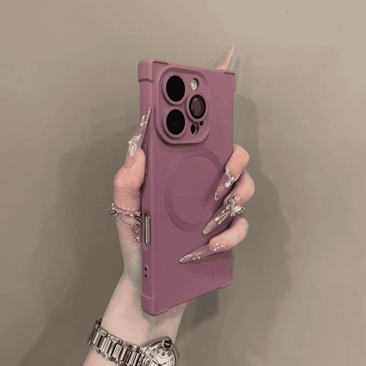 Square four-corner shockproof silicone magnetic phone case - Image 2