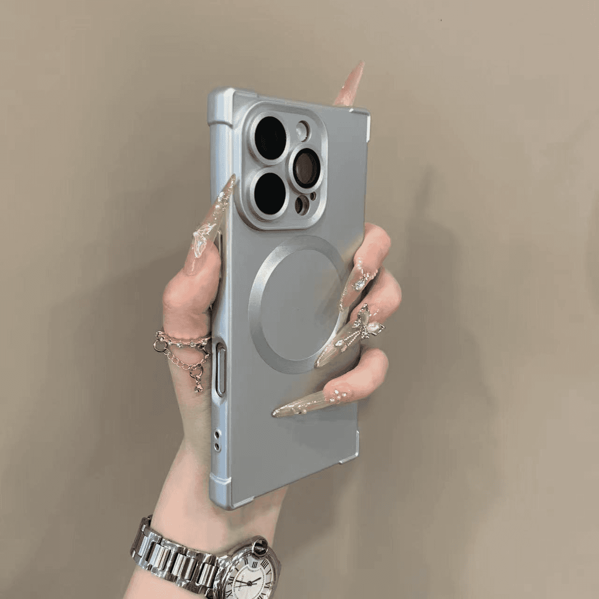 Square four-corner shockproof silicone magnetic phone case - Image 4