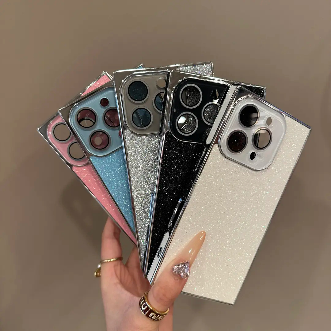 Luxury sparkling powder square case for iPhone
