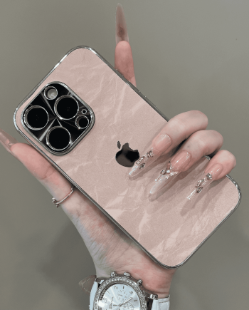 Velvet Snow Mountain electroplated hollow-out silver-edged phone case
