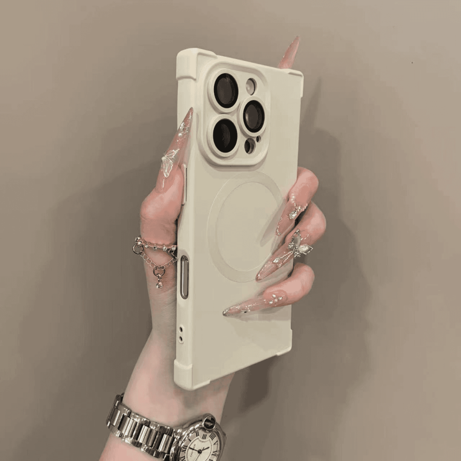 Square four-corner shockproof silicone magnetic phone case