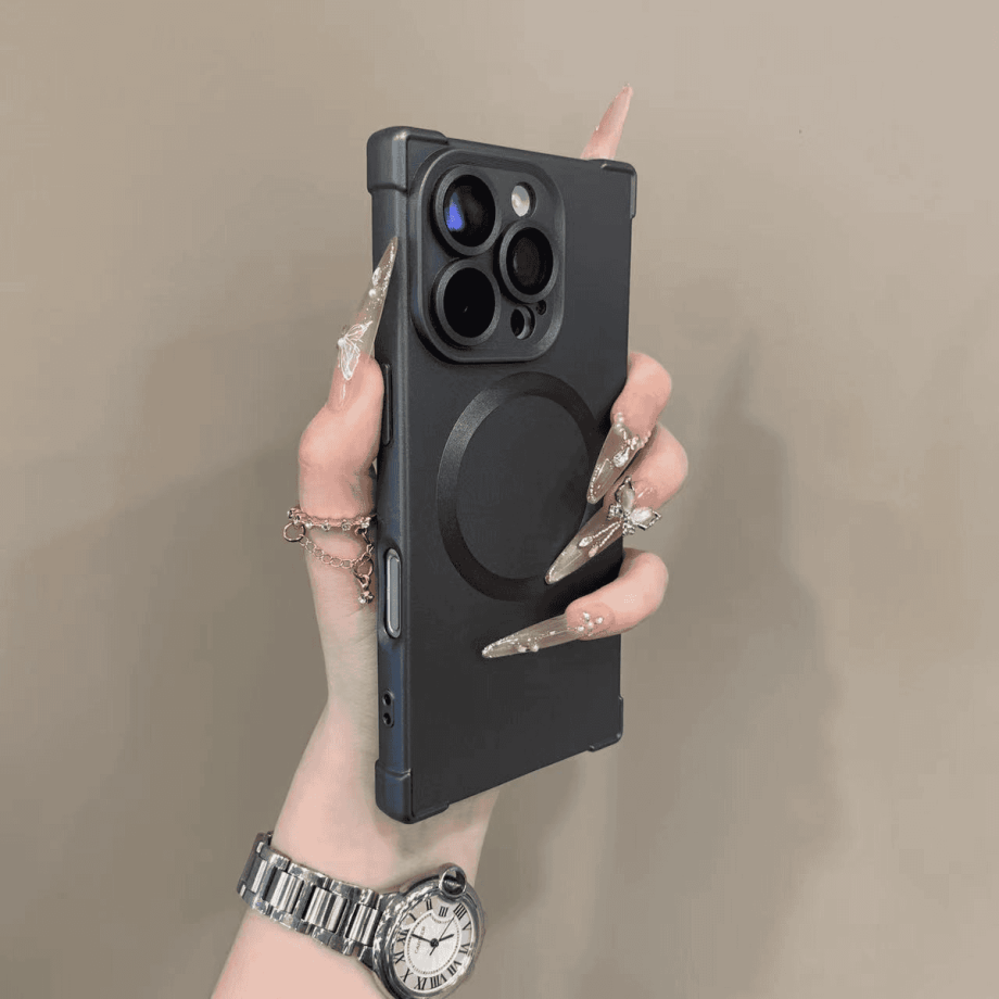 Square four-corner shockproof silicone magnetic phone case