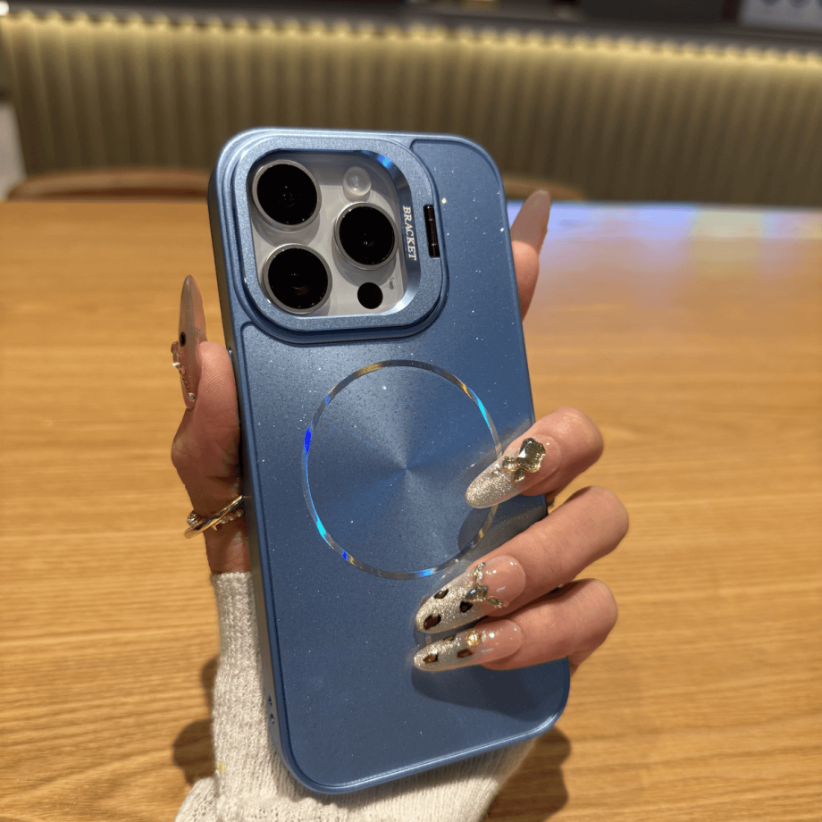 Glitter lens holder magnetic case for iPhone