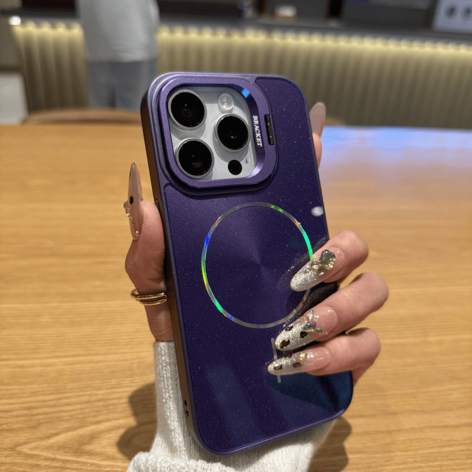 Glitter lens holder magnetic case for iPhone