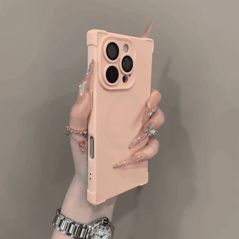 Square four-corner shockproof silicone magnetic phone case