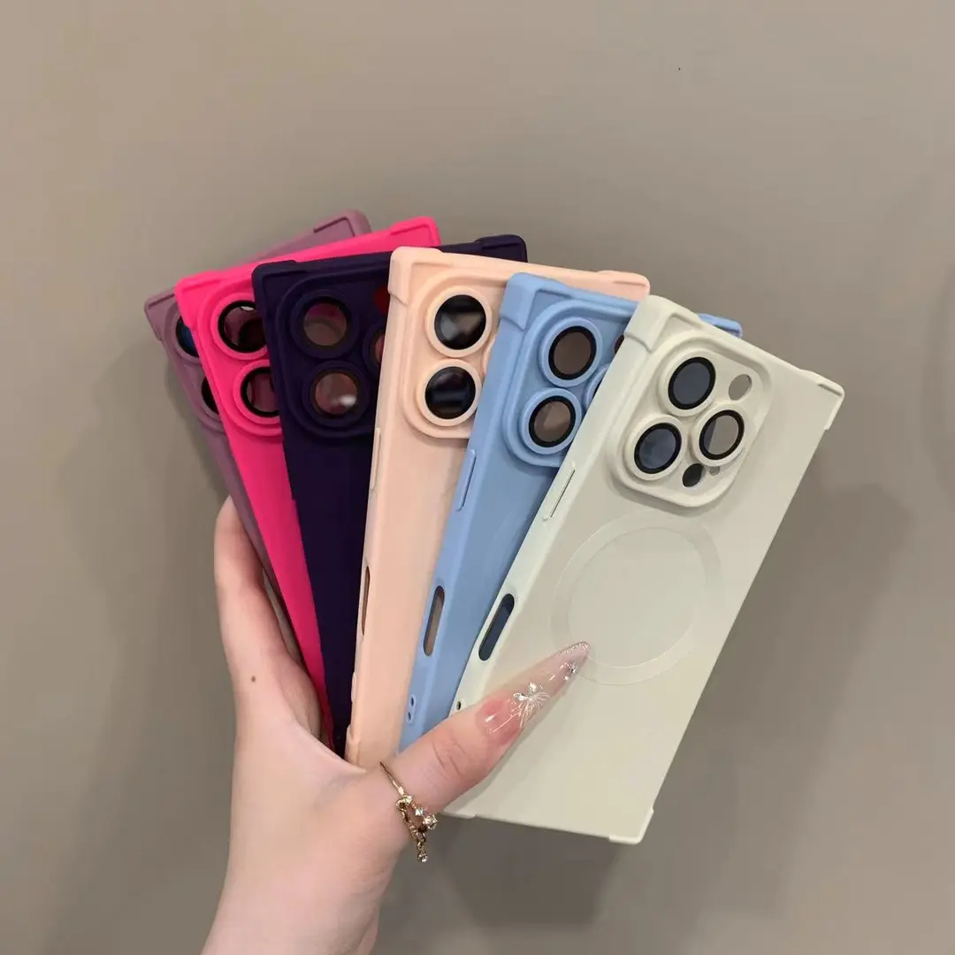 Square four-corner shockproof silicone magnetic phone case