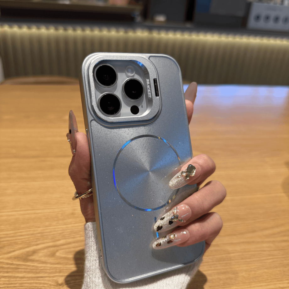 Glitter lens holder magnetic case for iPhone
