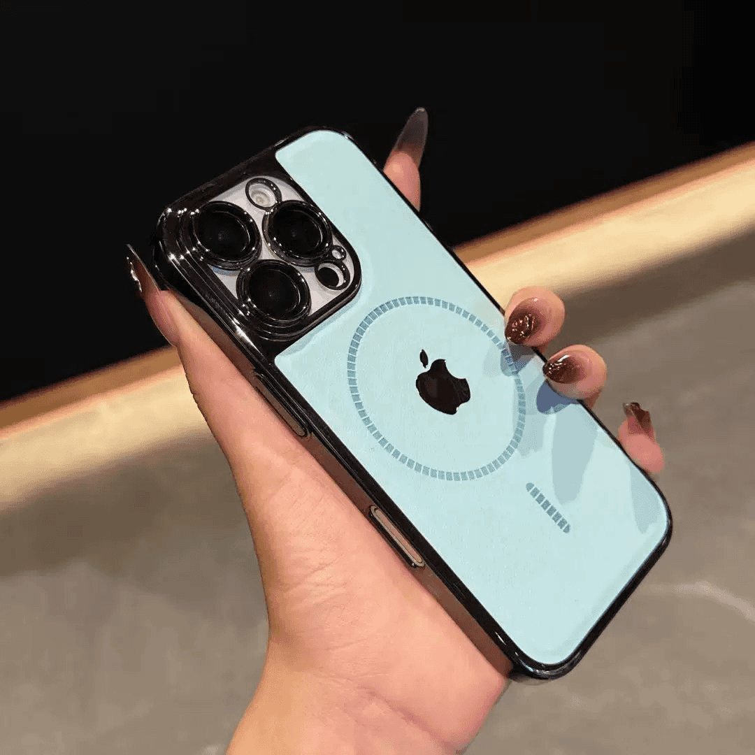 Electroplated leather texture magnetic case for iPhone - Image 4