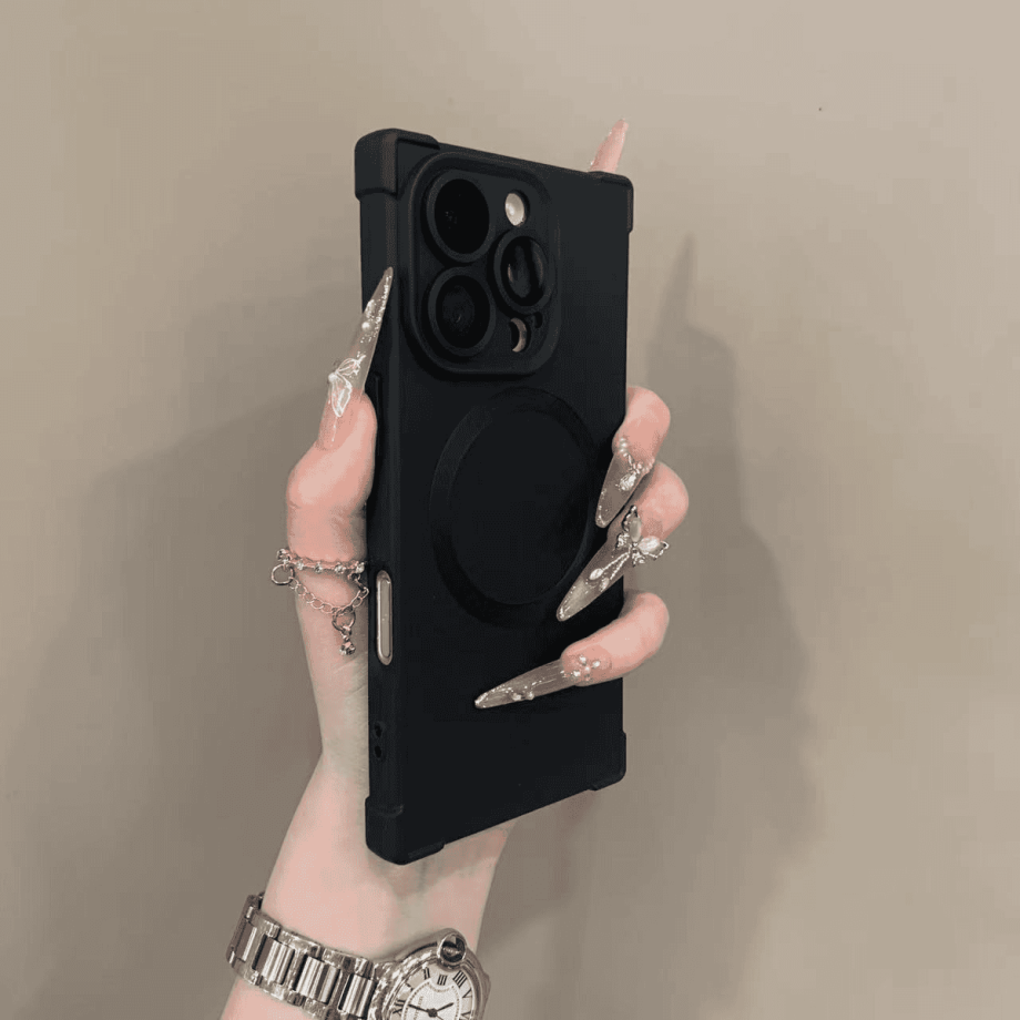 Square four-corner shockproof silicone magnetic phone case