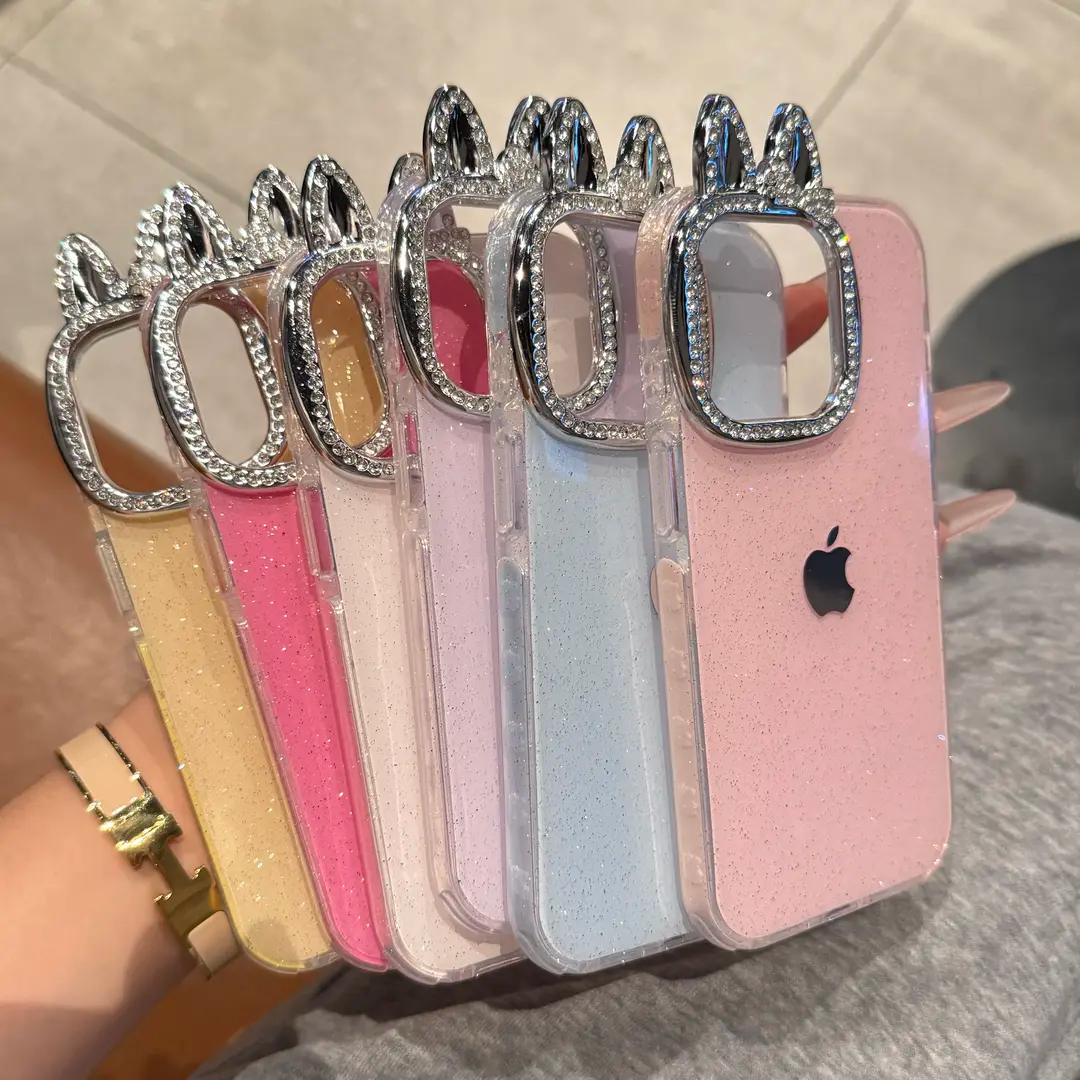 New rabbit ear sparkling powder case for iPhone