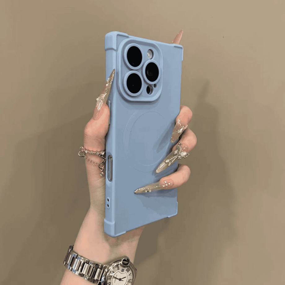 Square four-corner shockproof silicone magnetic phone case