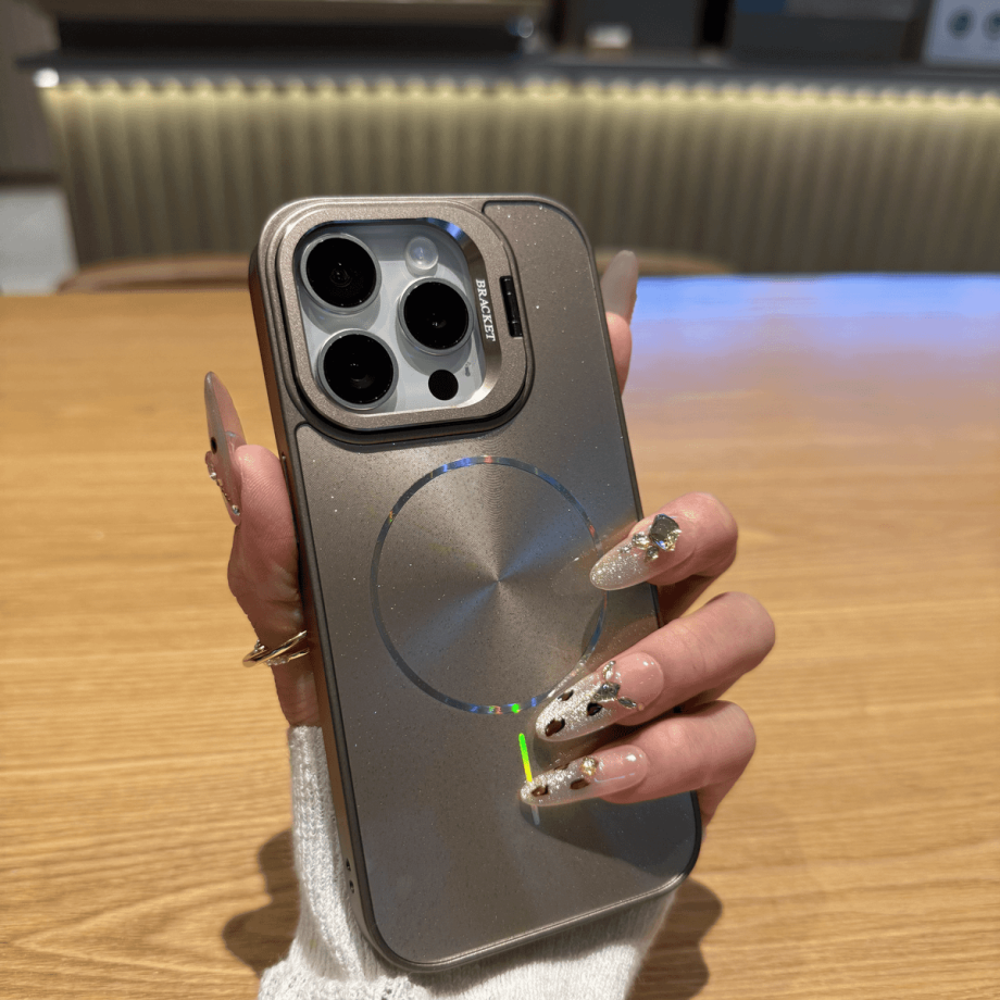 Glitter lens holder magnetic case for iPhone