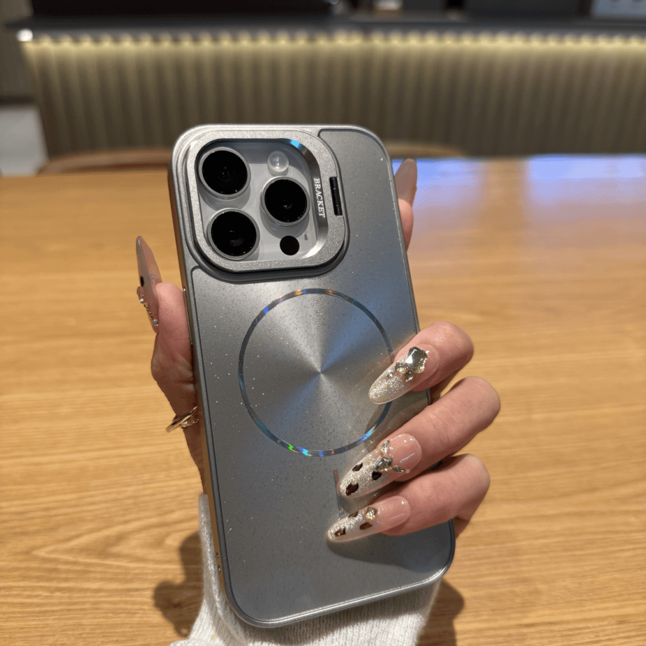 Glitter lens holder magnetic case for iPhone