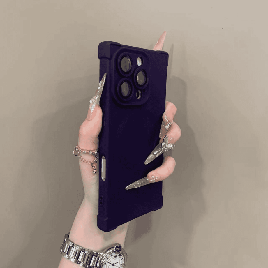 Square four-corner shockproof silicone magnetic phone case
