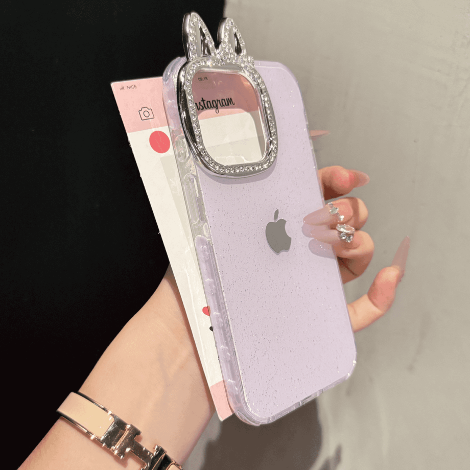 New rabbit ear sparkling powder case for iPhone