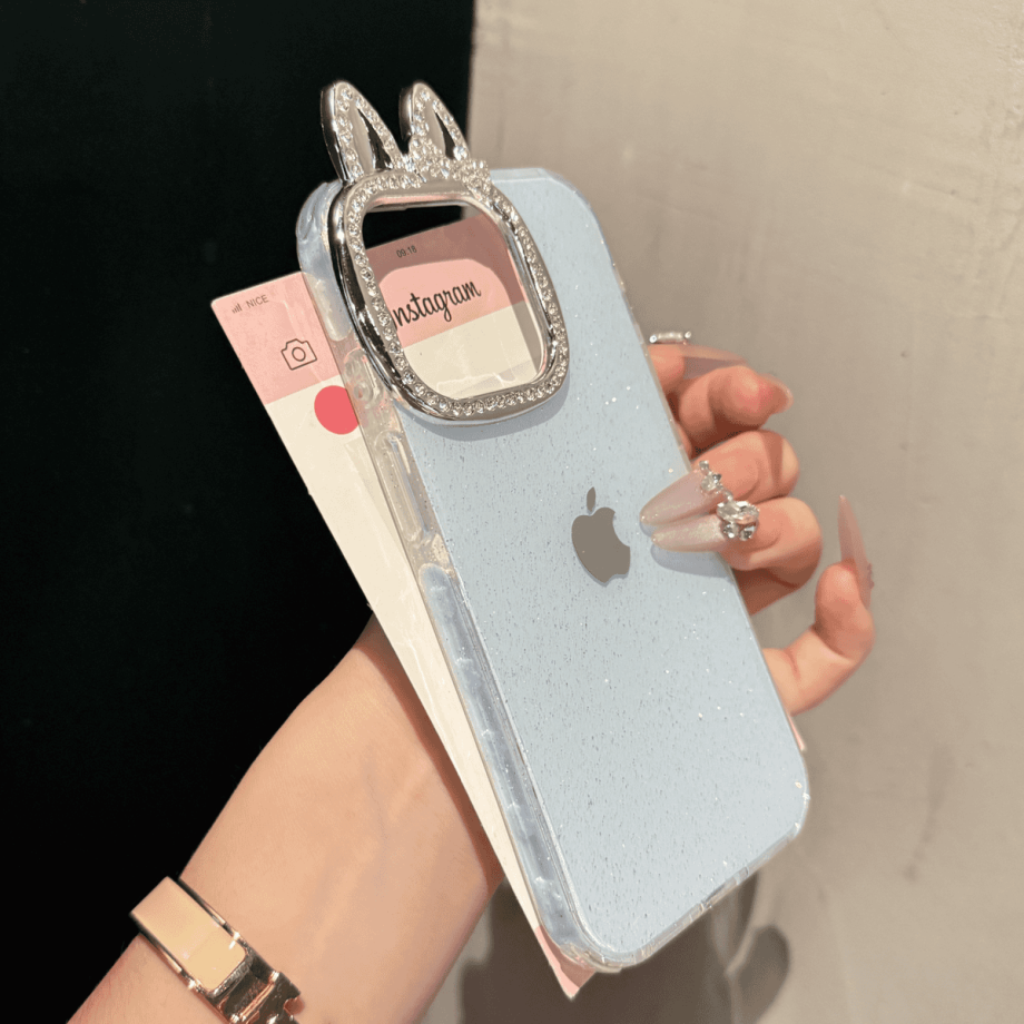New rabbit ear sparkling powder case for iPhone
