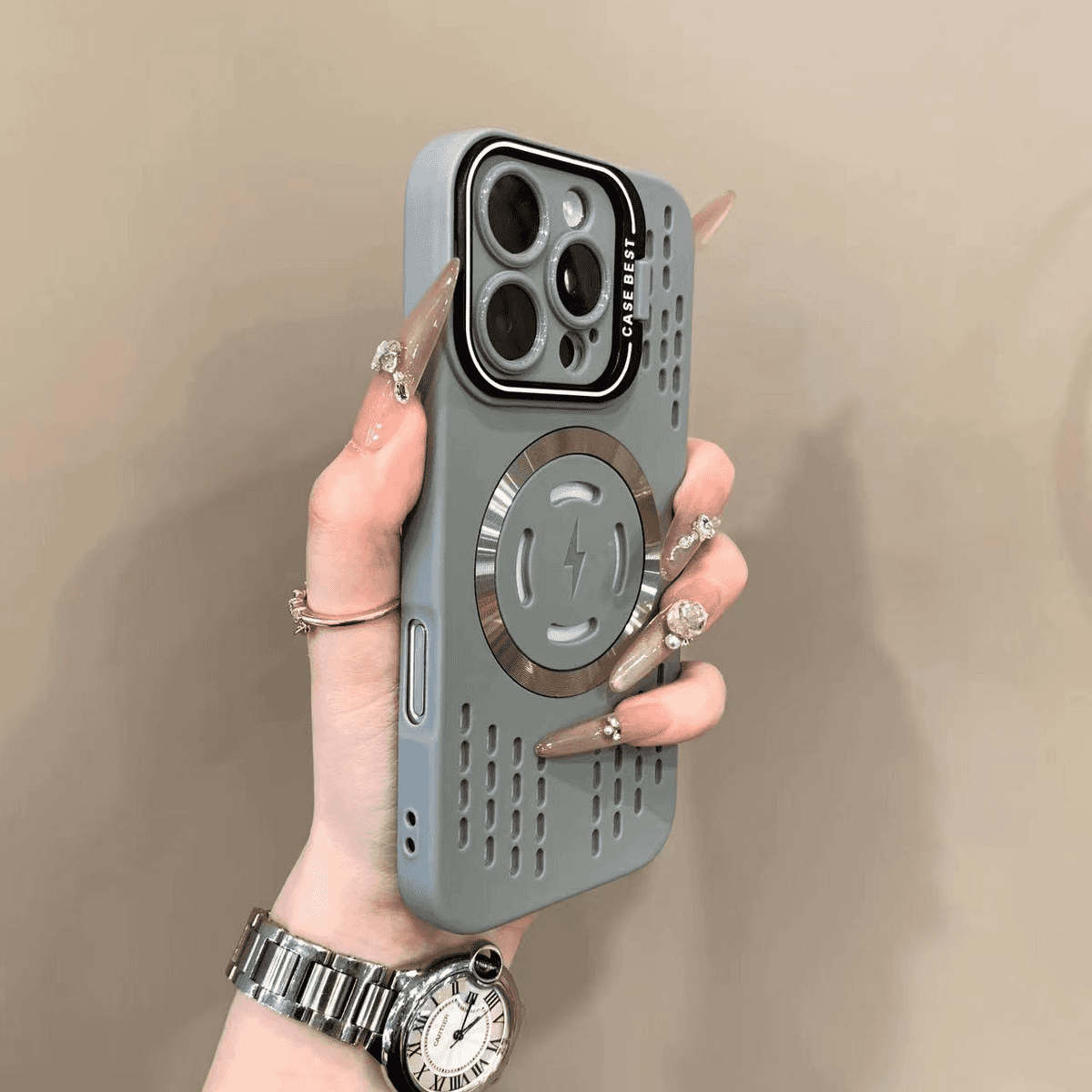 Lens bracket heat dissipation hollow magnetic case for iPhone