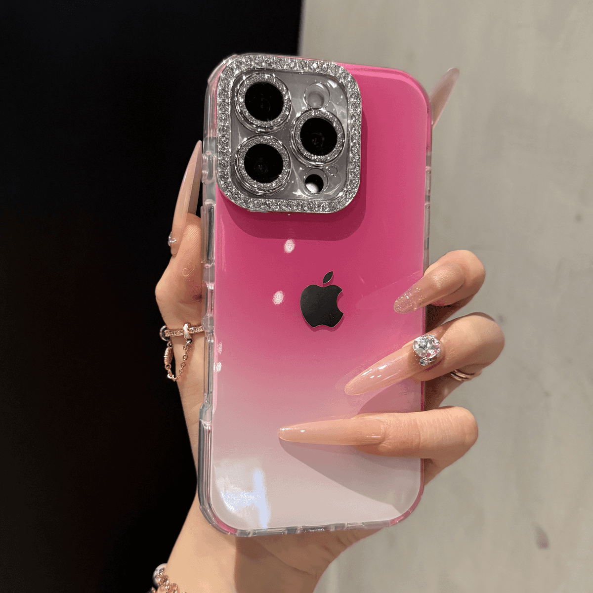 High aesthetic flash diamond lens gradient case for iPhone